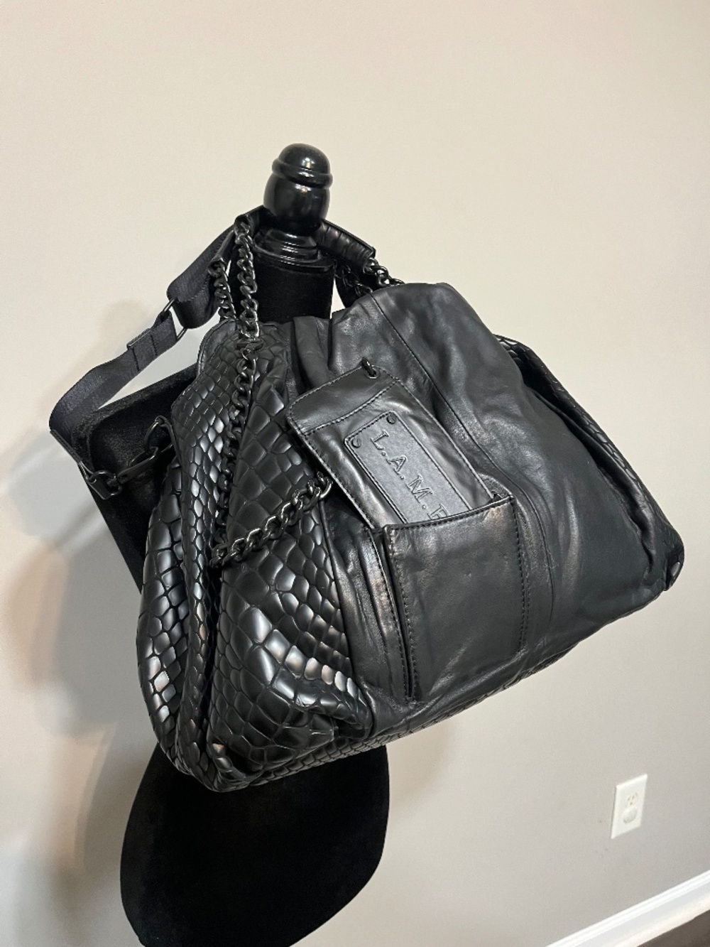 L.A.M.B. by Gwen Stefani Large Black Leather Tote